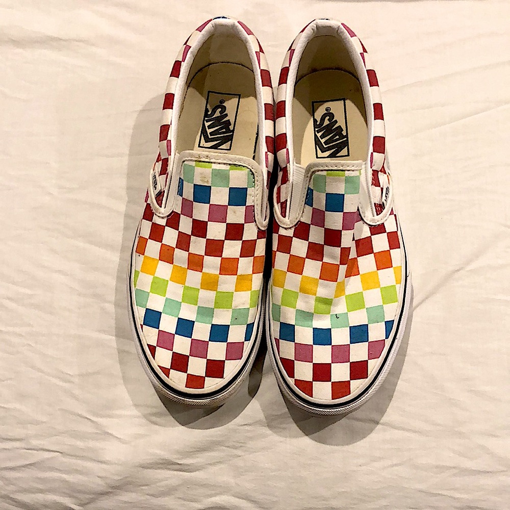 Rainbow Vans slip-ons